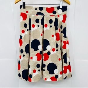 Lasera Line Navy Red Polka Dot A-Line Skirt - image 1